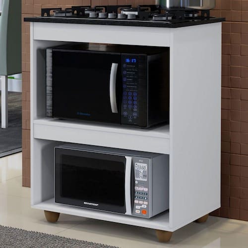 imagem-Armário de Cozinha para Cooktop 5 Bocas Turim Branco - Kaiki Móveis