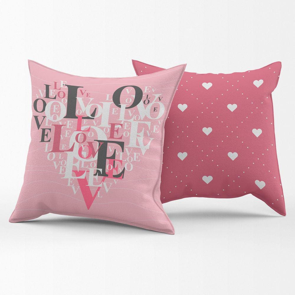 Par de Capas de Almofadas Estampadas Love Rosê 45cm x 45cm - Decoração para Quarto