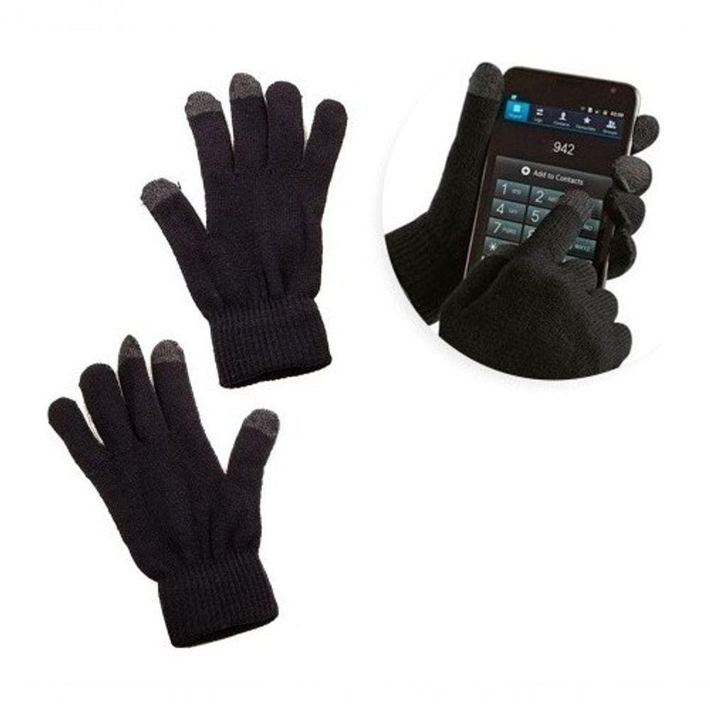 Luva De Lã Frio Inverno Adulto Preta Touch Screen Unissex