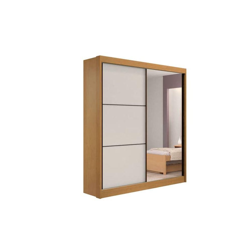 Guarda Roupa Solteiro 2 Portas 3 Gavetas - Atenas-Cinamomo/Off White - Móveis D`Doro