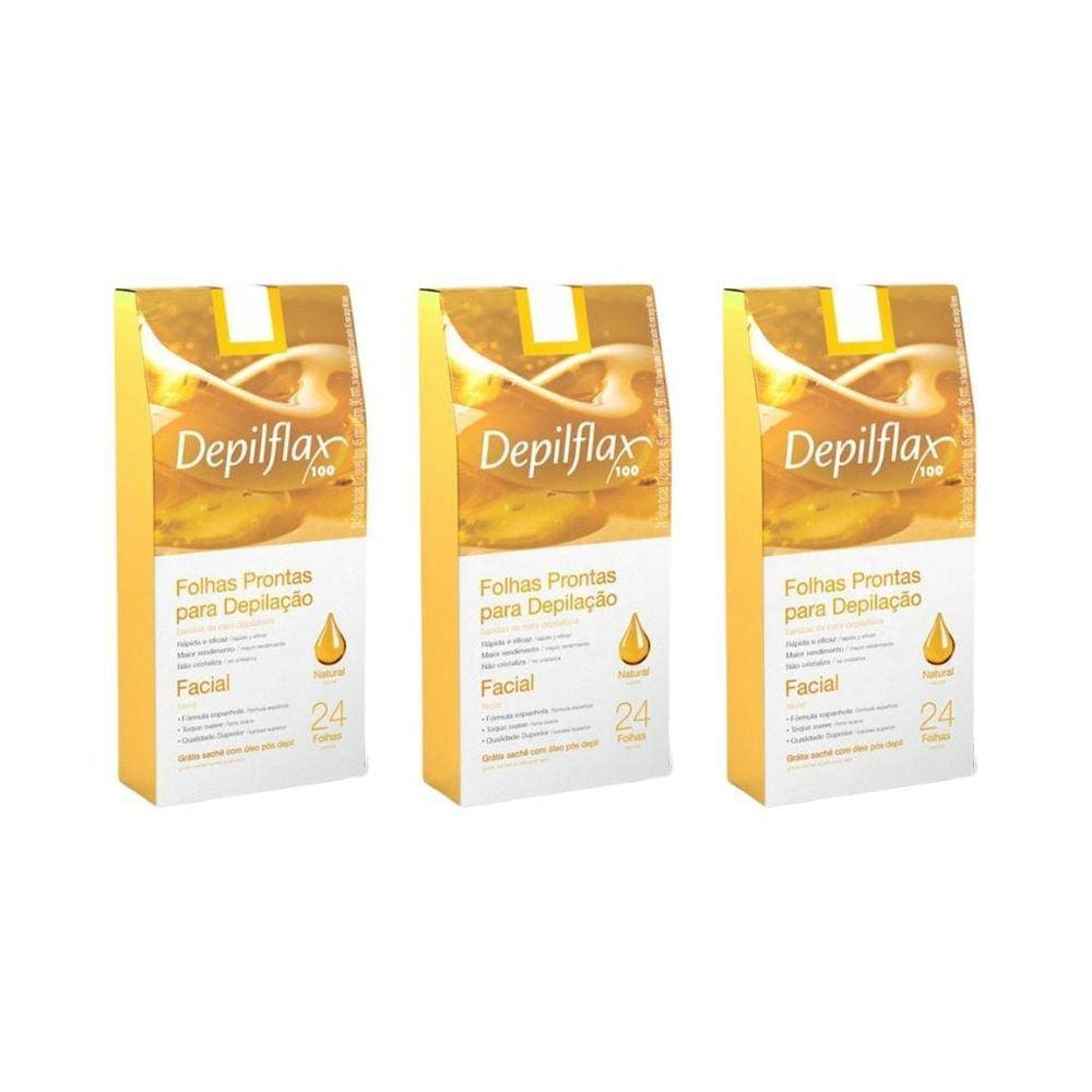 Depilatorio Depilflax Folhas Prontas Facial C/24 Natural-3Un