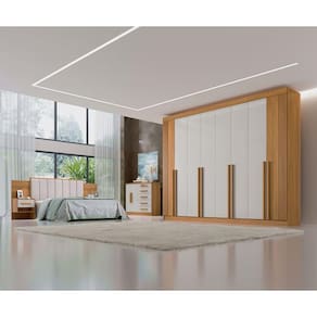 Guarda Roupa Casal 8 Portas 8 Gavetas - Daymont Ripado-Cinamomo/Off White - Móveis D`Doro