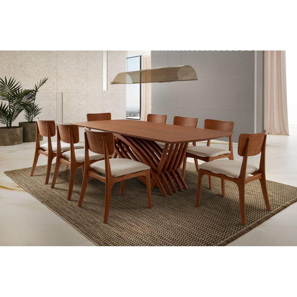 Sala de Jantar Madeira Maciça 8 Cadeiras 2,20x1,10m - Aurora - Espresso Móveis