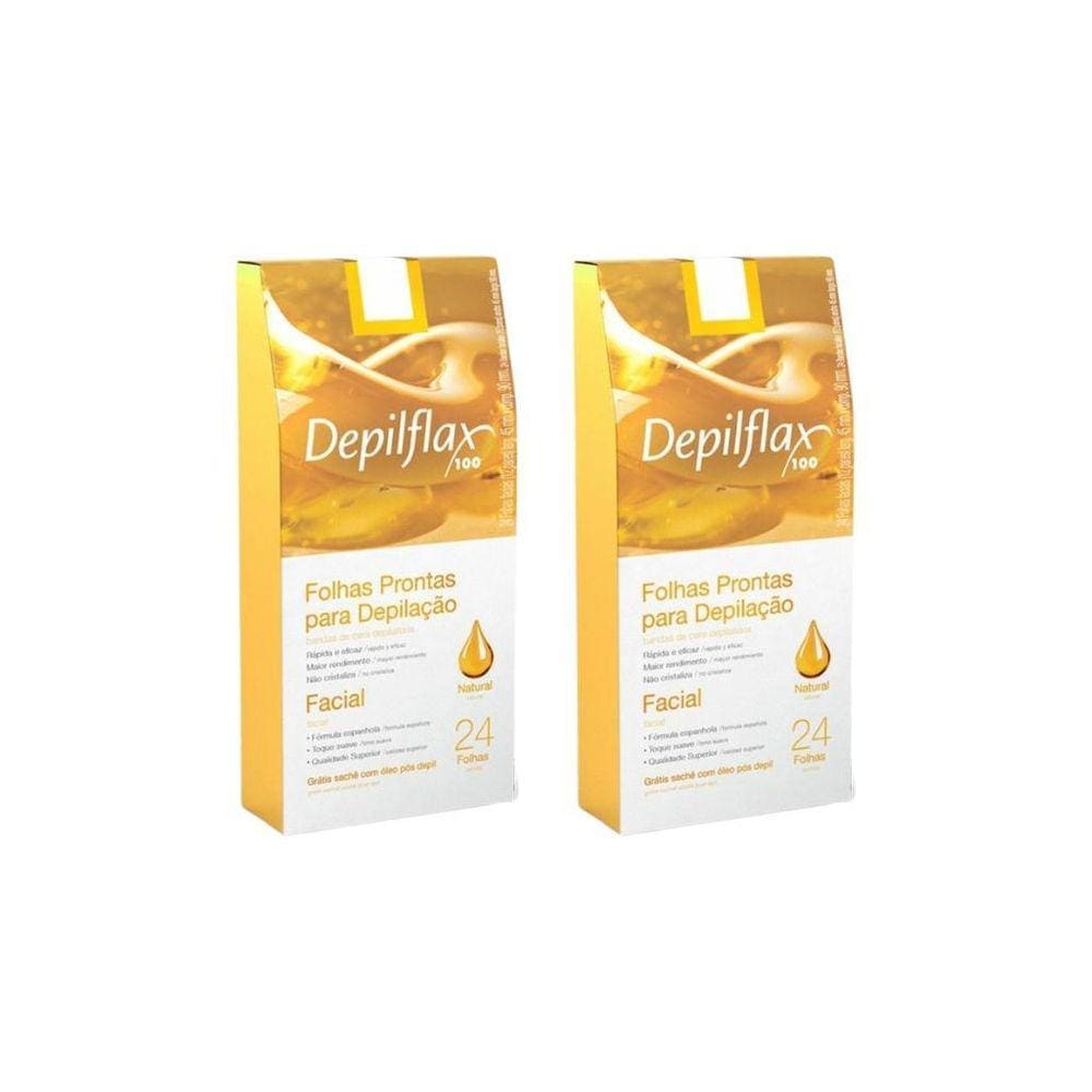 Depilatorio Depilflax Folhas Prontas Facial C/24 Natural-2Un