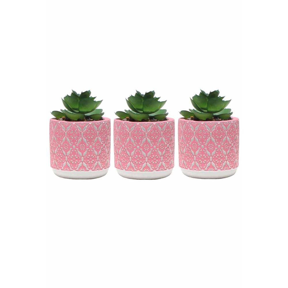Kit 3 Vasinho 8cm Rosa Vaso em Cimento Suculenta Cachepot
