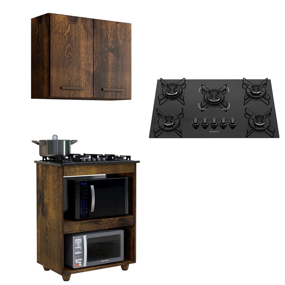 Kit Cozinha Balcão Armário Turim e Cooktop 5 Bocas Itatiaia