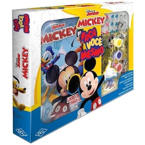 Kit Diy Mickey - Livro De Colorir + Tintas + Adesivos
