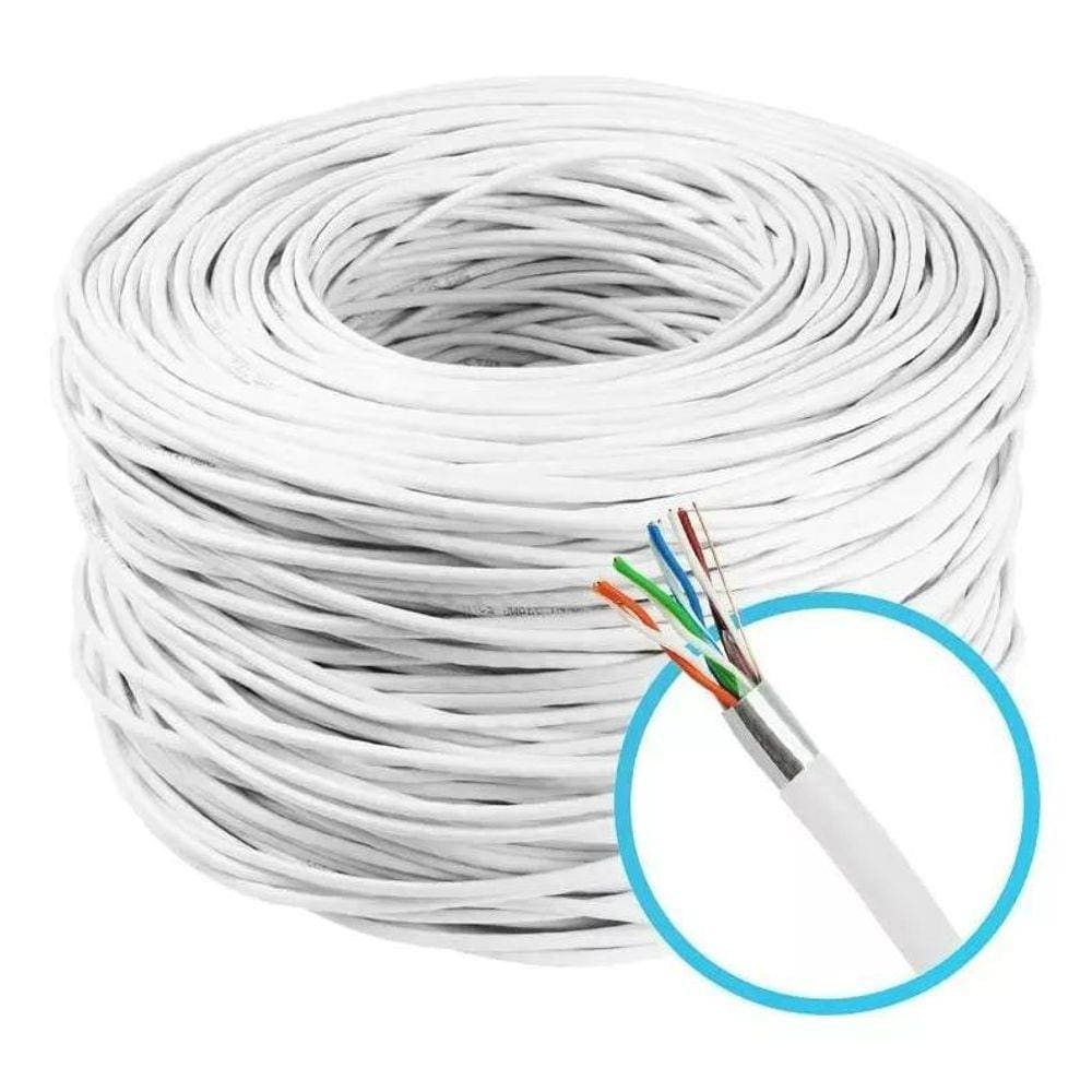 Cabo Lan 4 Pares Cat5E Cftv Blindado Com 100Mts Silver