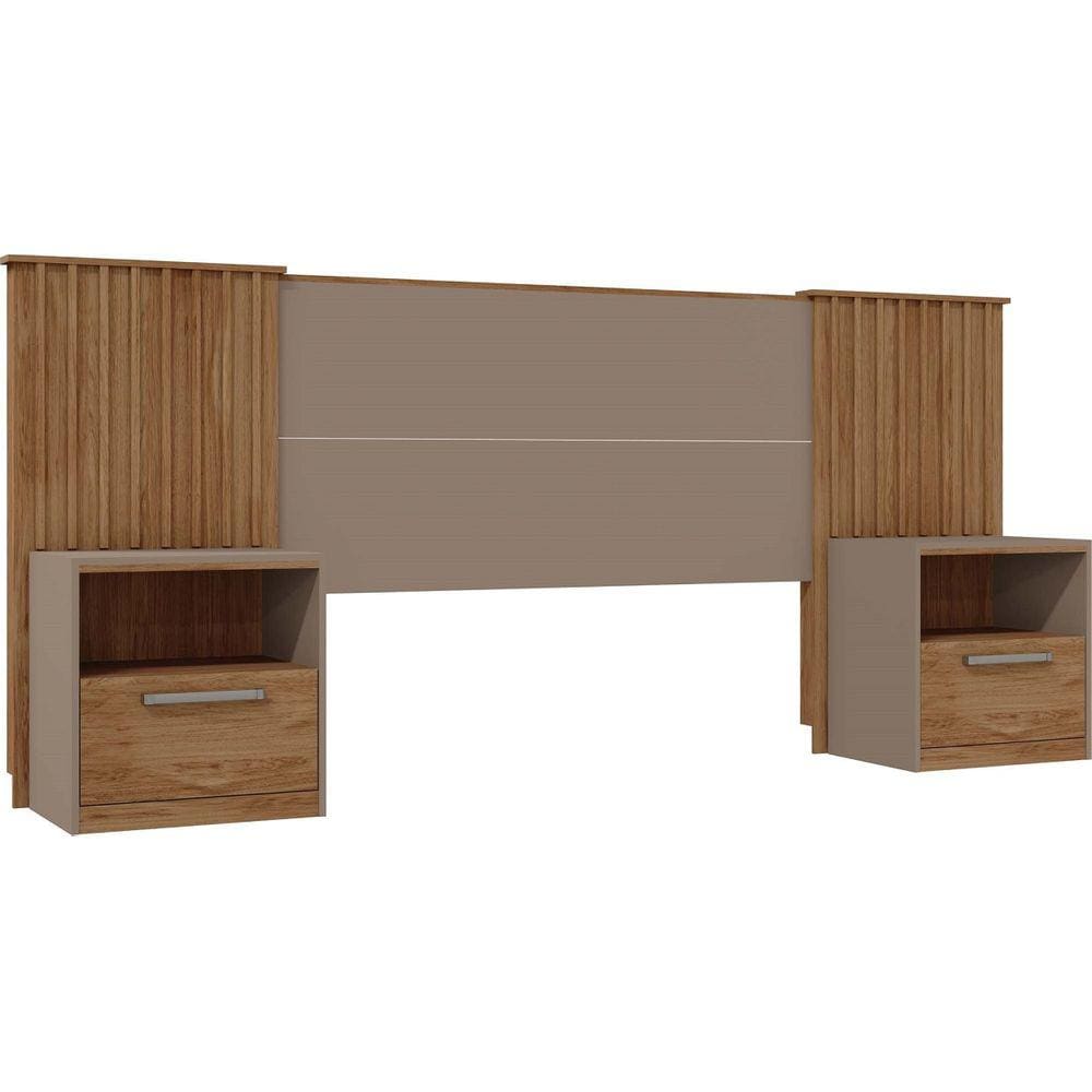Cabeceira De Cama Extensível 2 Mesas com Gaveta Ripado 140/193 Lucius Casal Queen King Bt Fdi - Caemmun