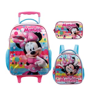 Kit Mochila Rodinha Minnie Lancheira Estojo Box 11440