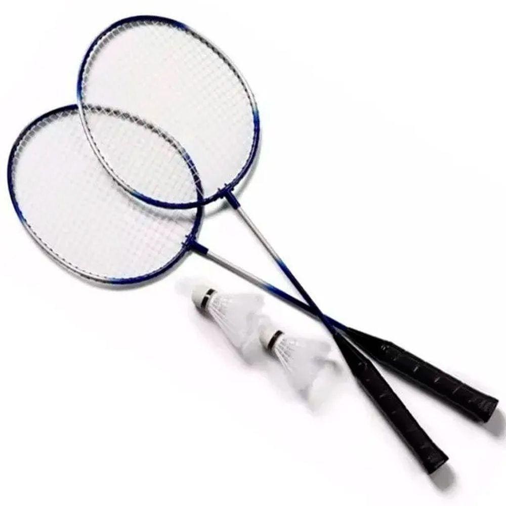 Kit 2 Raquetes Badminton Petecas E Bolsa
