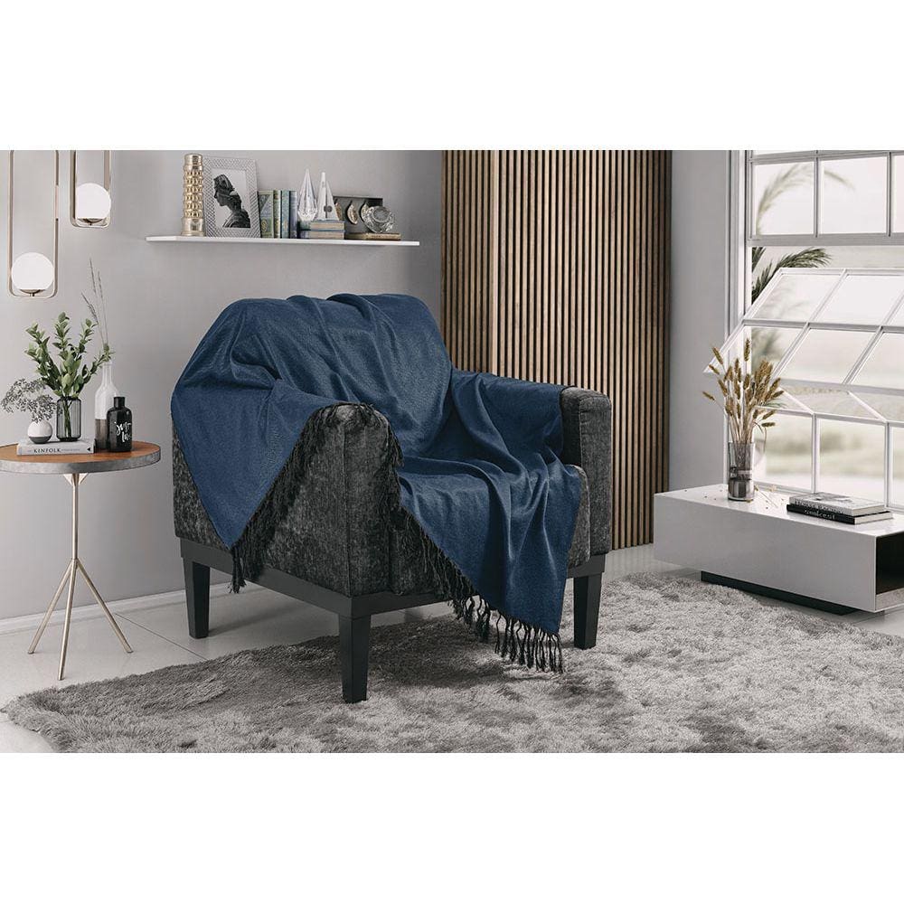 Manta P/ Sofá - Turim - 3 Lugares - Azul - 1,40m x 2,10m - Adomes