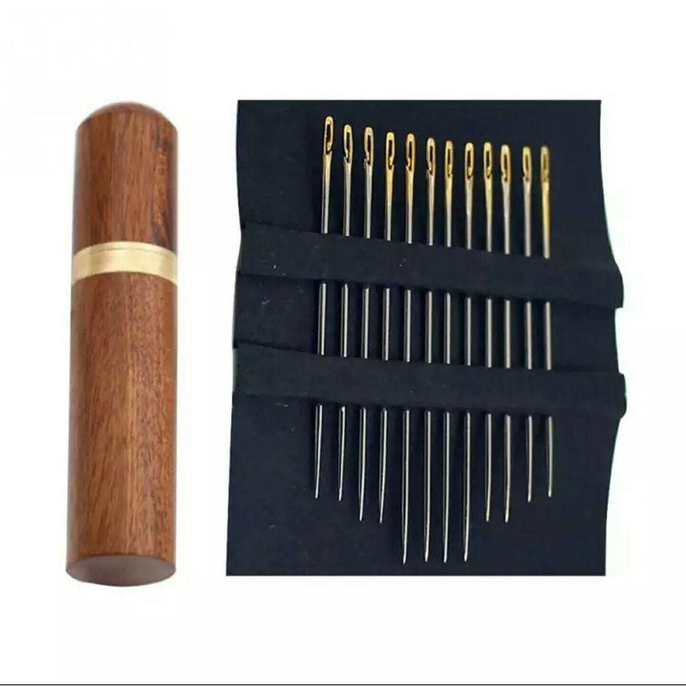 Kit 12 Agulhas Costura Aço Passa Linha Fácil