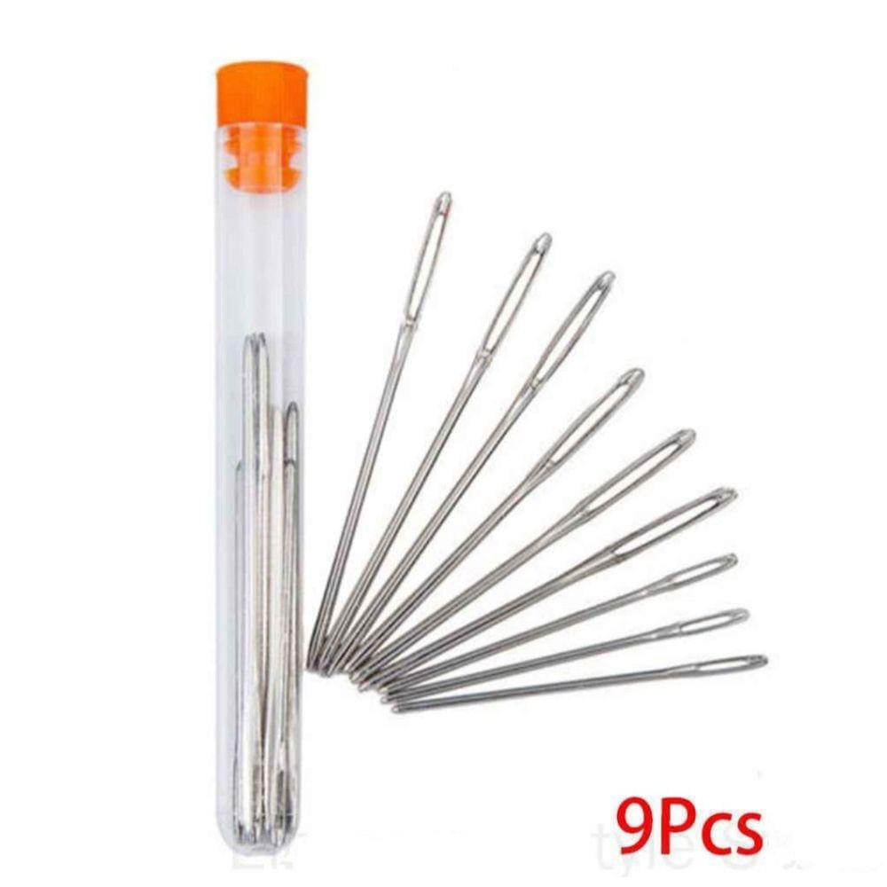 Kit 9 Agulhas Tapeceiro Bordado Aço Inoxidável Estojo