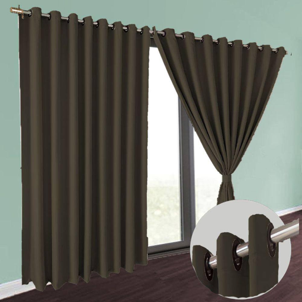 cortina blackout Brenda em tecido grosso 5,50 x 2,50 bege