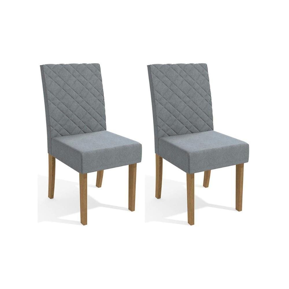 Kit 2 Cadeiras Sala Jantar 2CAD133 2 Un Freijo - Assento/Encosto Linho Cinza A018 - Kappesberg