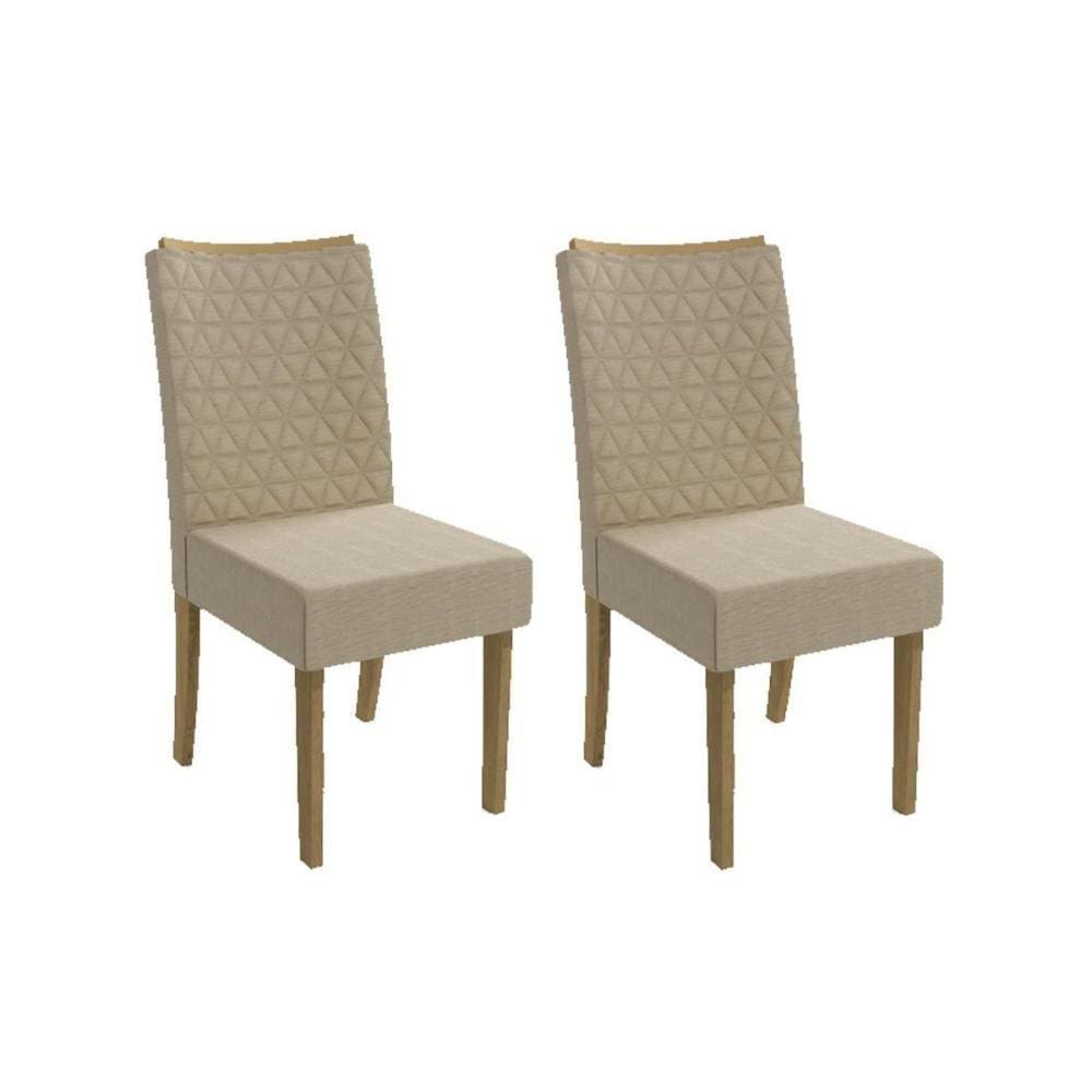 Kit 2 Cadeiras Sala Jantar 2CAD129 2 Un Freijó/Linho Bege - Kappesberg