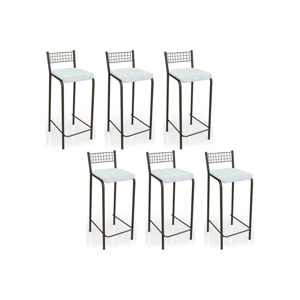 Banqueta Gênova B705 Kit 6 Un Bronze/Branco 106 - Kappesberg