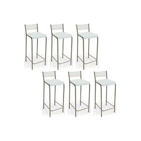 Banqueta Gênova B705 Kit 6 Un Niquel/Branco 106 - Kappesberg