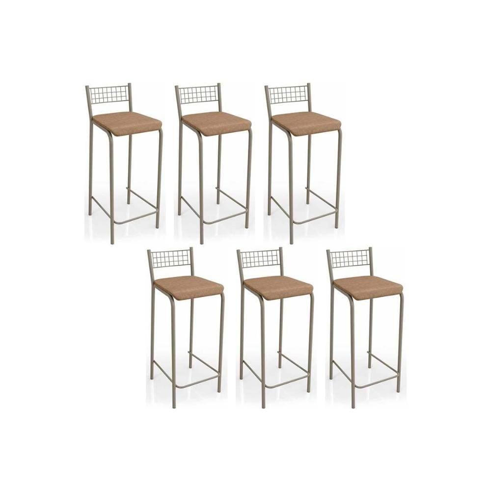 Banqueta Gênova B705 Kit 6 Un Niquel/Capuccino 31 - Kappesberg