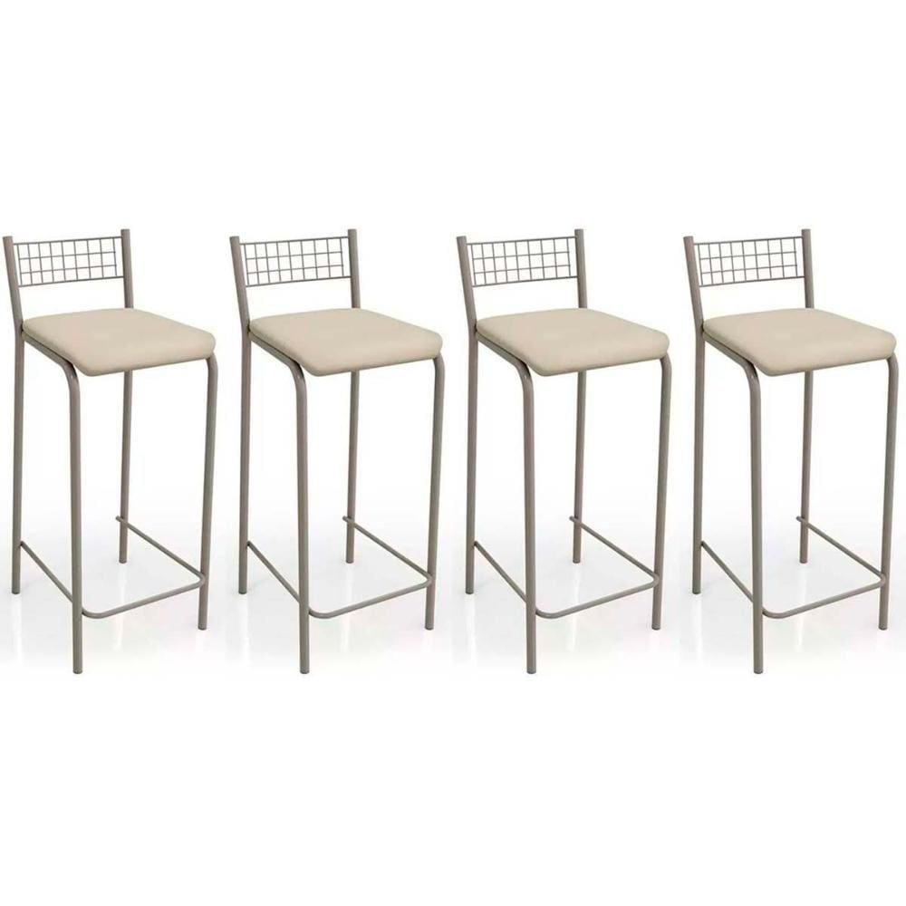 Banqueta Gênova B705 Kit 4 Un Niquel/Nude 16 - Kappesberg