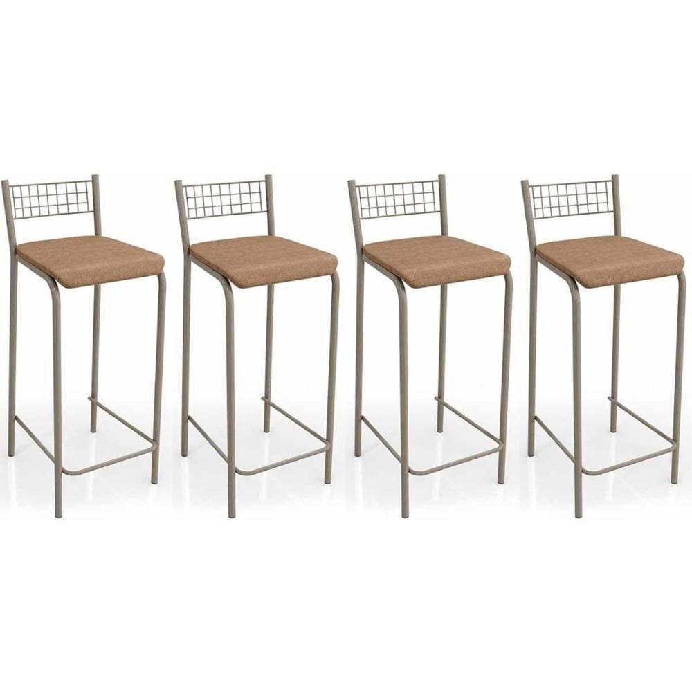 Banqueta Gênova B705 Kit 4 Un Niquel/Capuccino 31 - Kappesberg