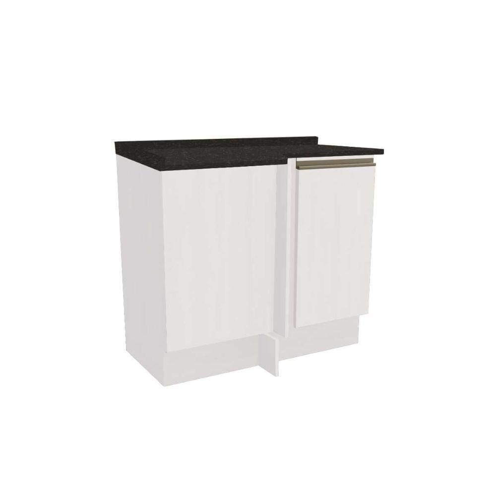 Gabinete de Cozinha Modulado Balcão Maxxi G748 Canto Reto 1 Porta c/Tampo 80cm Branco/Preto Brilho - Kappesberg