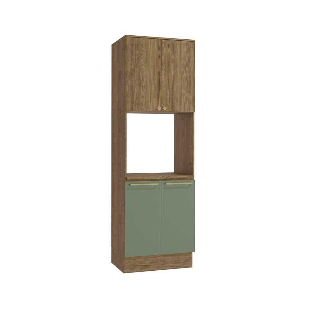 Torre Quente de Cozinha Paneleiro Botanic M630 1 Forno 4 Portas 70cm Nogueira/Verde Oliva - Kappesberg
