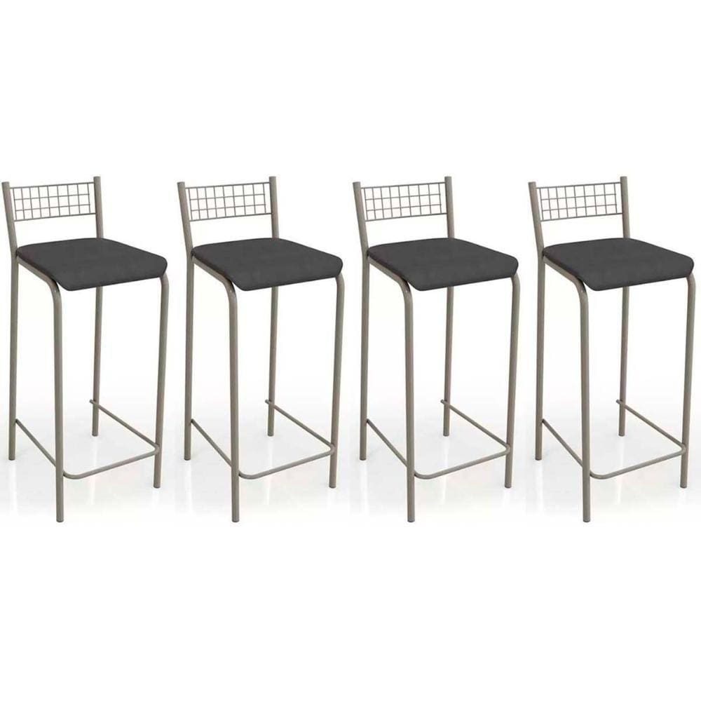 Banqueta Gênova B705 Kit 4 Un Niquel/Preto 110 - Kappesberg