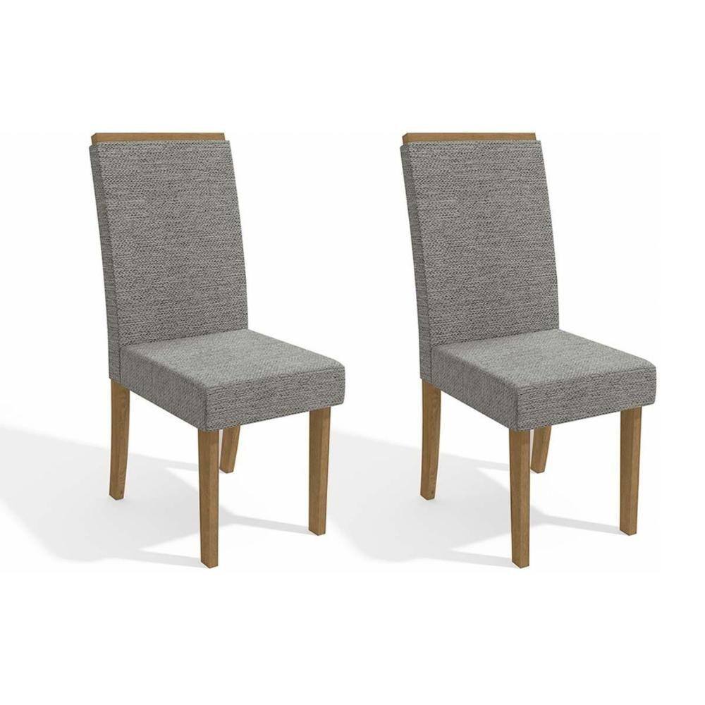 Kit 2 Cadeiras Sala Jantar 2CAD142 2 Un Freijó - Assento/Encosto Linho Cinza Mesclado - Kappesberg