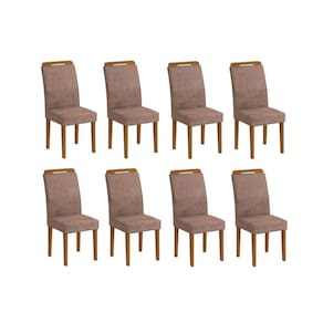 Conjunto: Mesa Sala Jantar Athenas Kit 8 Un Capuccino/Animale Chocolate - Rufato