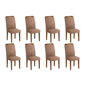 Conjunto: Mesa Sala Jantar Athenas Kit 8 Un Capuccino/Animale Chocolate - Rufato