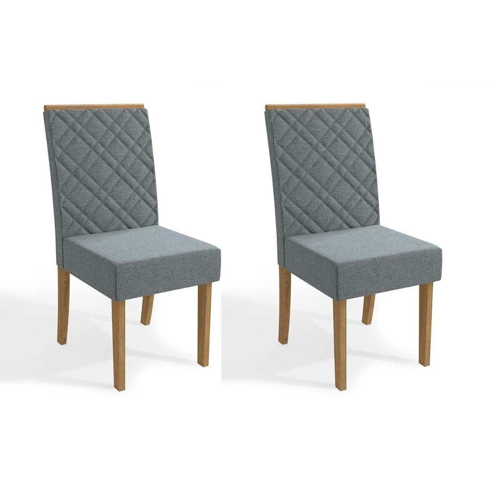 Cadeira Sala de Jantar 2CAD149 Kit 2 Un Freijo Assento/Encosto Cinza - Kappesberg