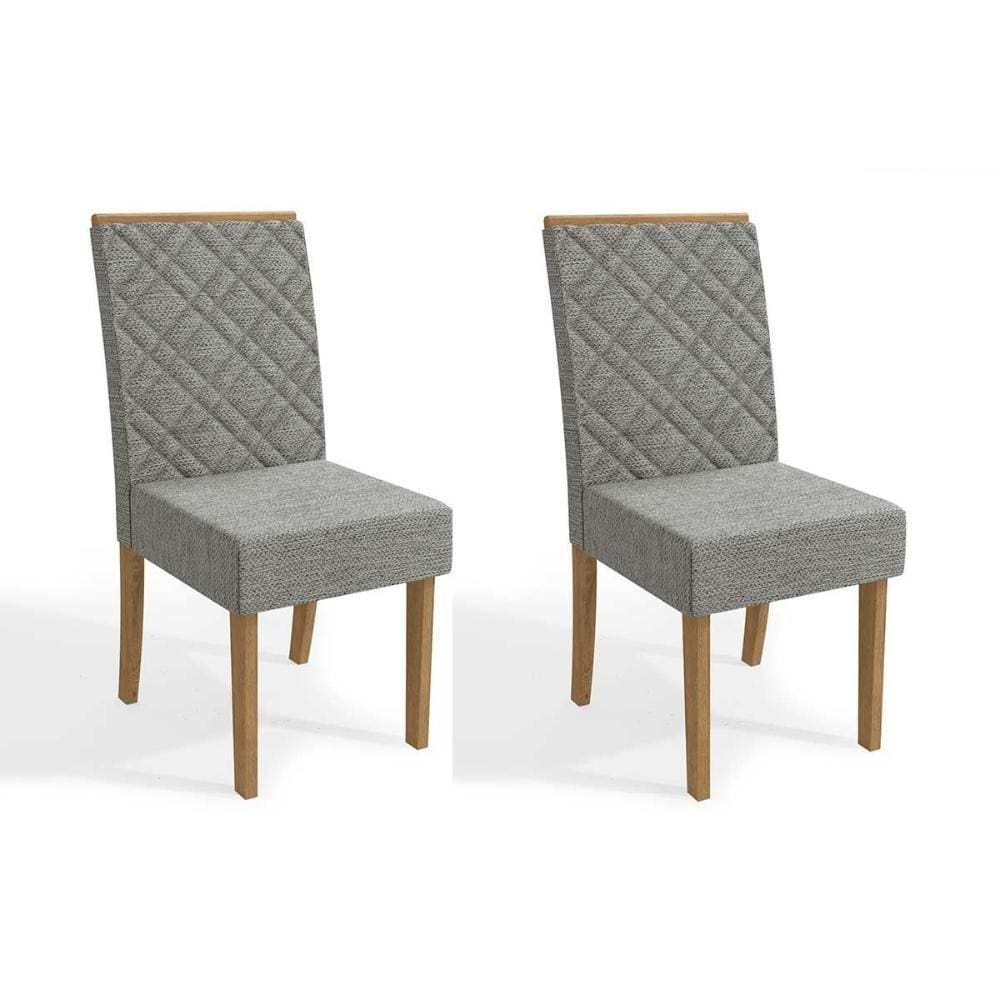 Cadeira Sala de Jantar 2CAD149 Kit 2 Un Freijó - Assento/Encosto Linho Cinza Mesclado - Kappesberg