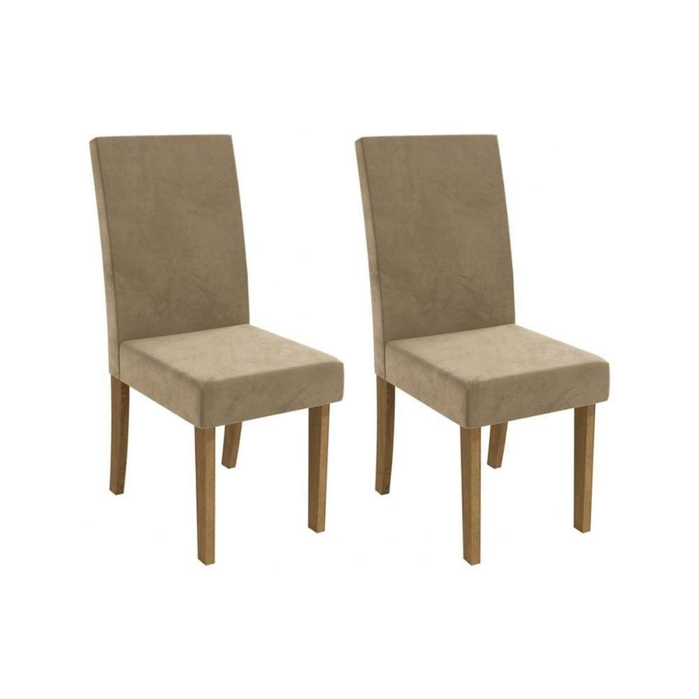 Kit 2 Cadeiras Sala Jantar 2CAD131FR 2 Un Freijo/Assento Veludo Deluxe Bege - Kappesberg