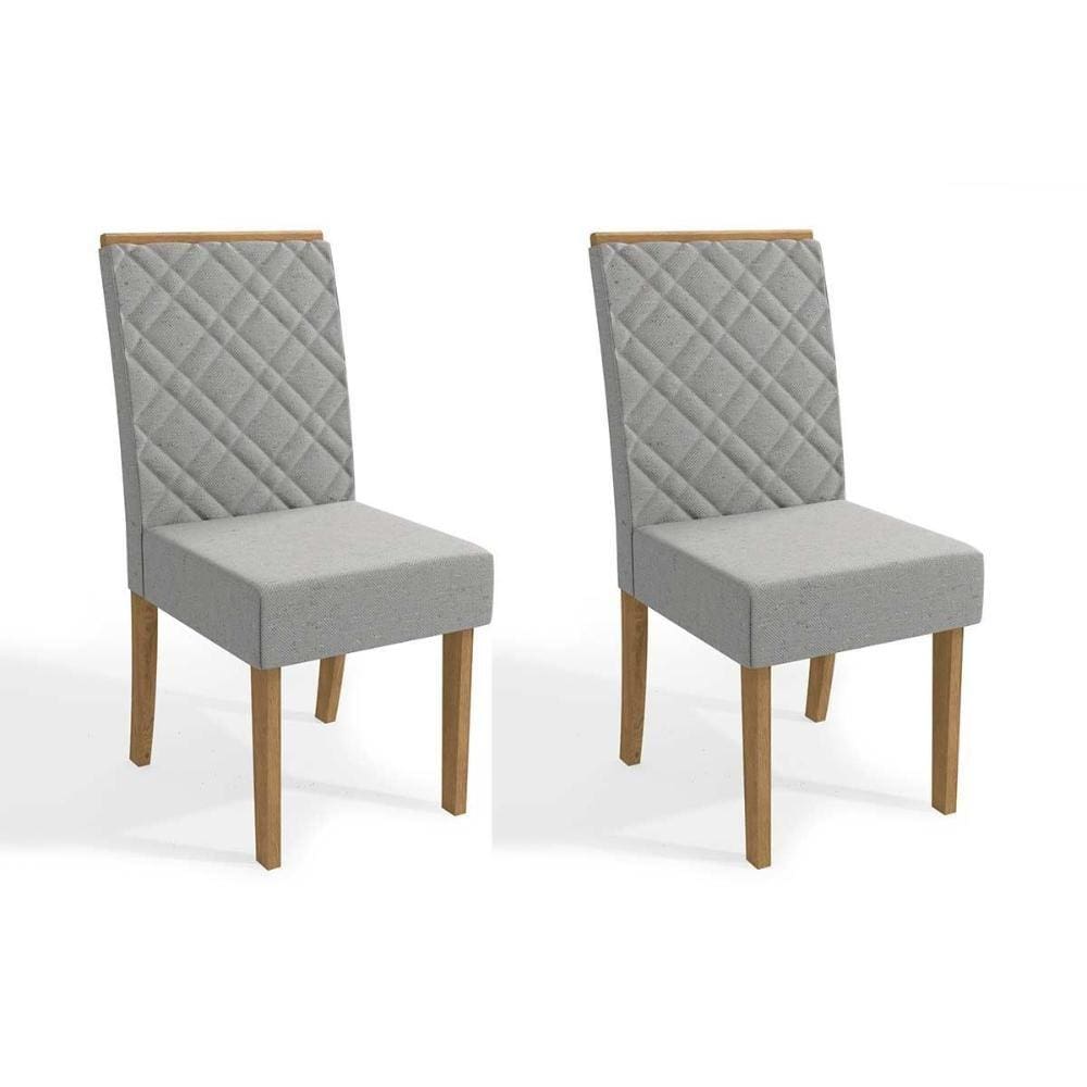 Cadeira Sala de Jantar 2CAD149 Kit 2 Un Freijó - Assento/Encosto Linho Caqui A040 - Kappesberg