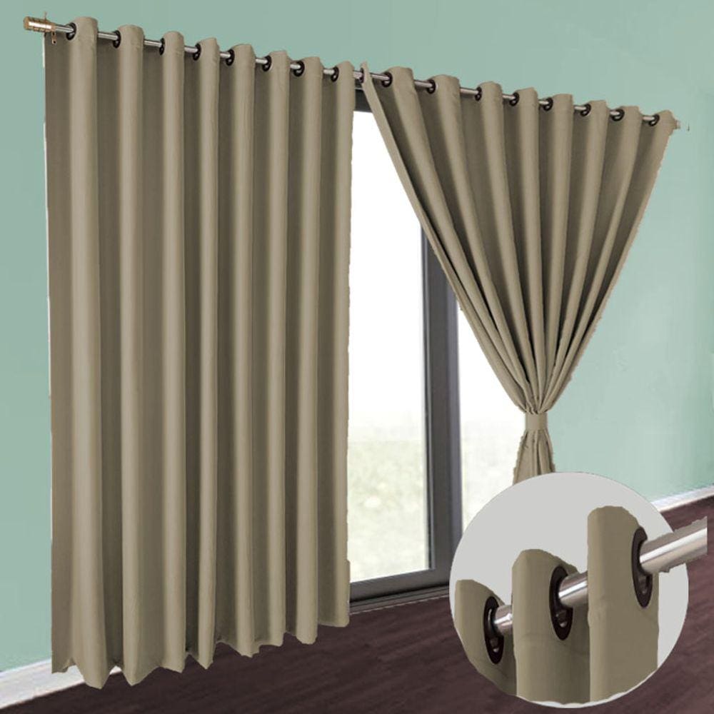 Cortina blackout p sala apartamento Brenda 6 x 2,50 palha