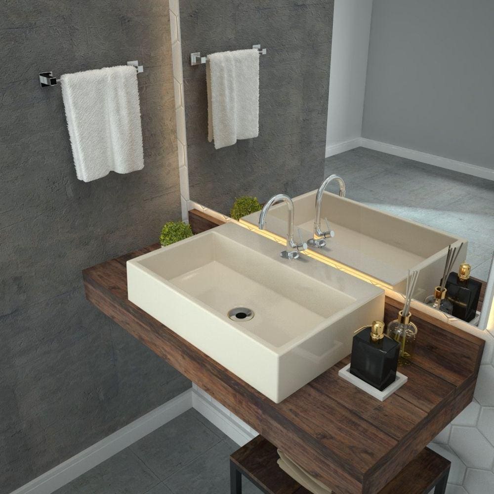 Kit Cuba RT55 com Torneira 1198 Metal e Válvula 1 Polegada e Sifão Pvc e Flexível Compace Bege