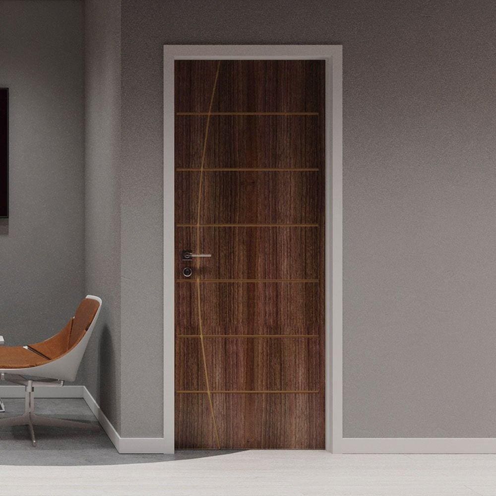Porta de Madeira 210x90cm Espessura 3,5cm Mmc Eucaplac Frisada Tivoli Eucatex Noce Ebano