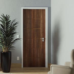 Porta de Madeira 210x82cm Espessura 3,5cm Mso Eucaplac Frisada Elegance Eucatex Noce Ebano