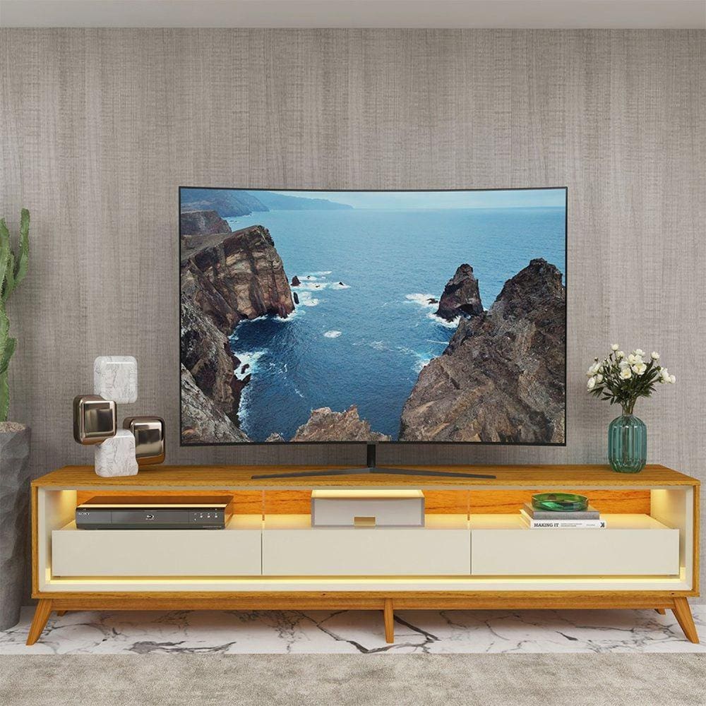 Rack para Tv até 85 Polegadas com Led com Pés 260cm Requinte Marromle/Off White