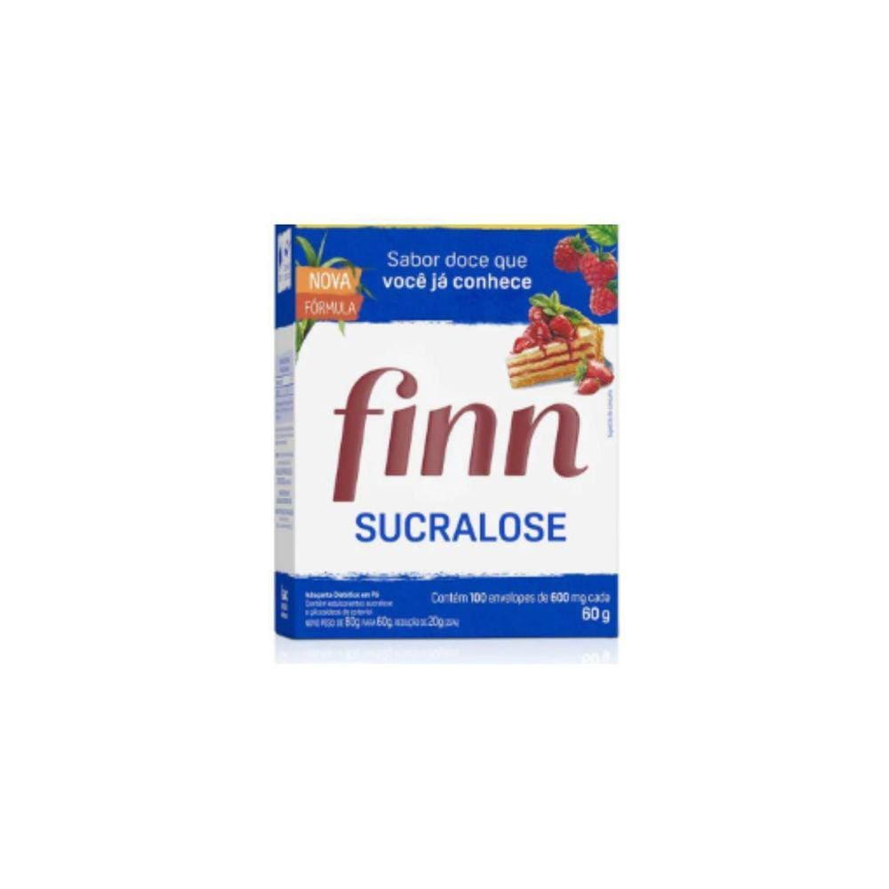 Adoçante Em Pó Finn Sucralose 100 Envelopes De 600 Mg