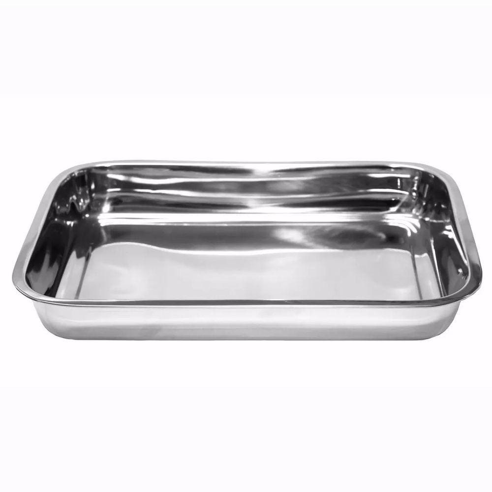 Assadeira Forma Retangular Alta Aço Inox 32 x 22 x 4cm