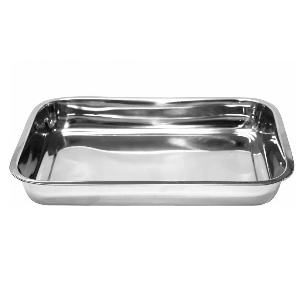 Kit 3 Assadeira Forma Retangular Alta Aço Inox 30 x 40 x 4cm