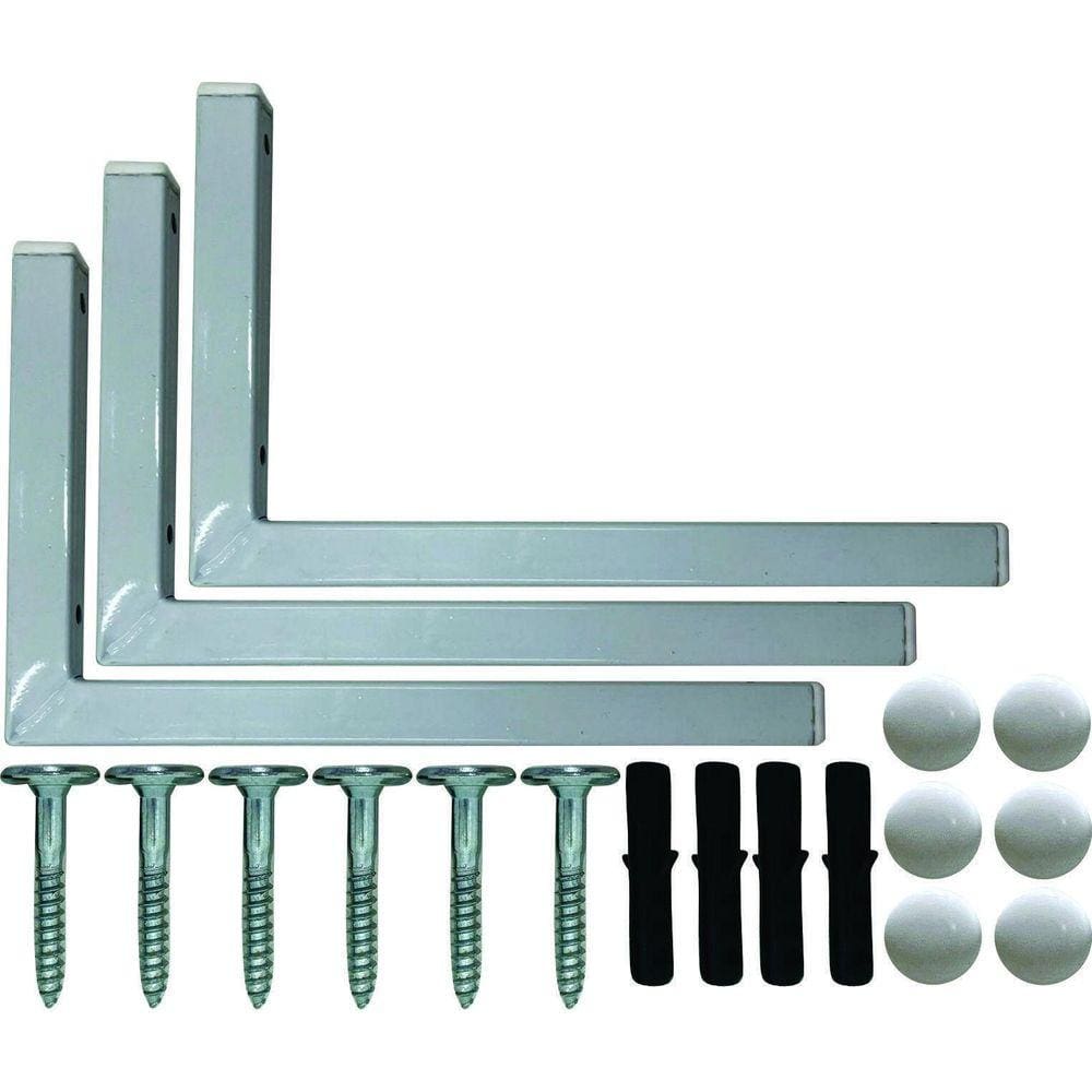 Kit 3 Suportes Mão Francesa Cantoneira Prateira Branco 30Cm