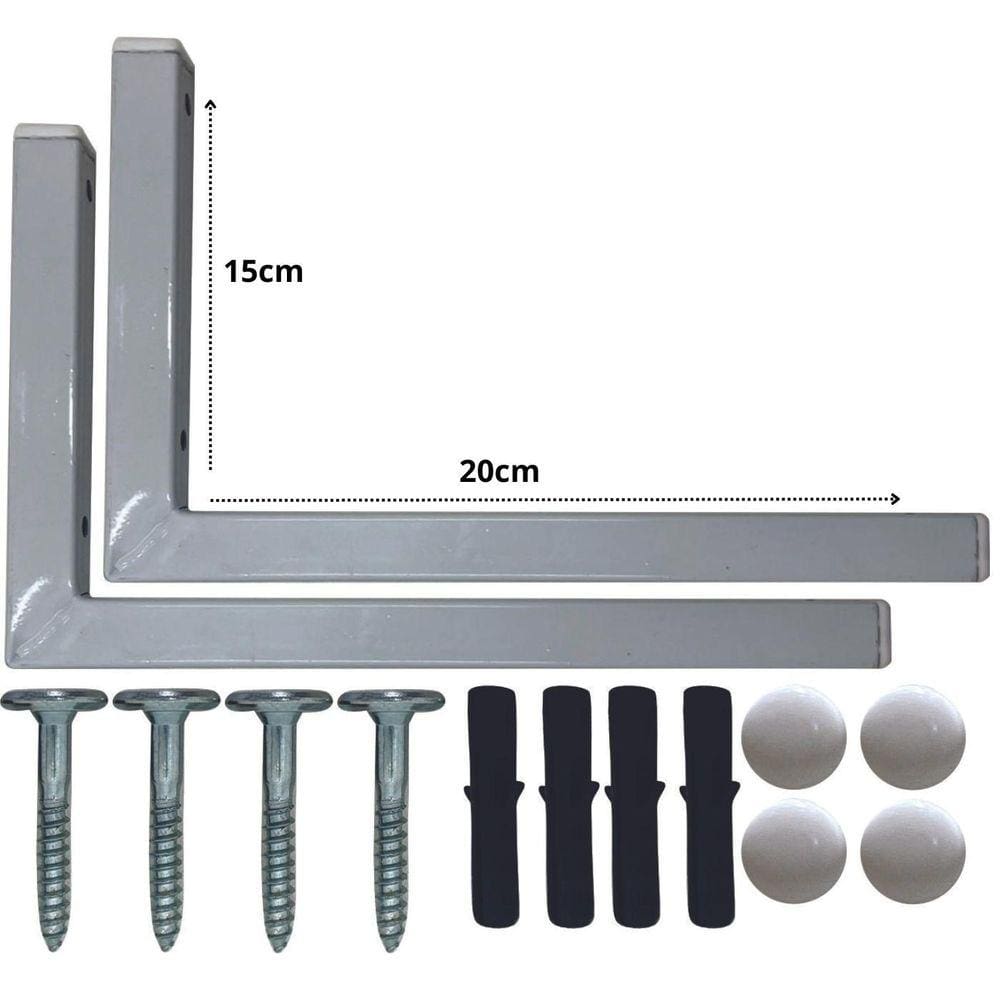 Kit 10 Suportes Mão Francesa Cantoneira Prateira Branco 20Cm