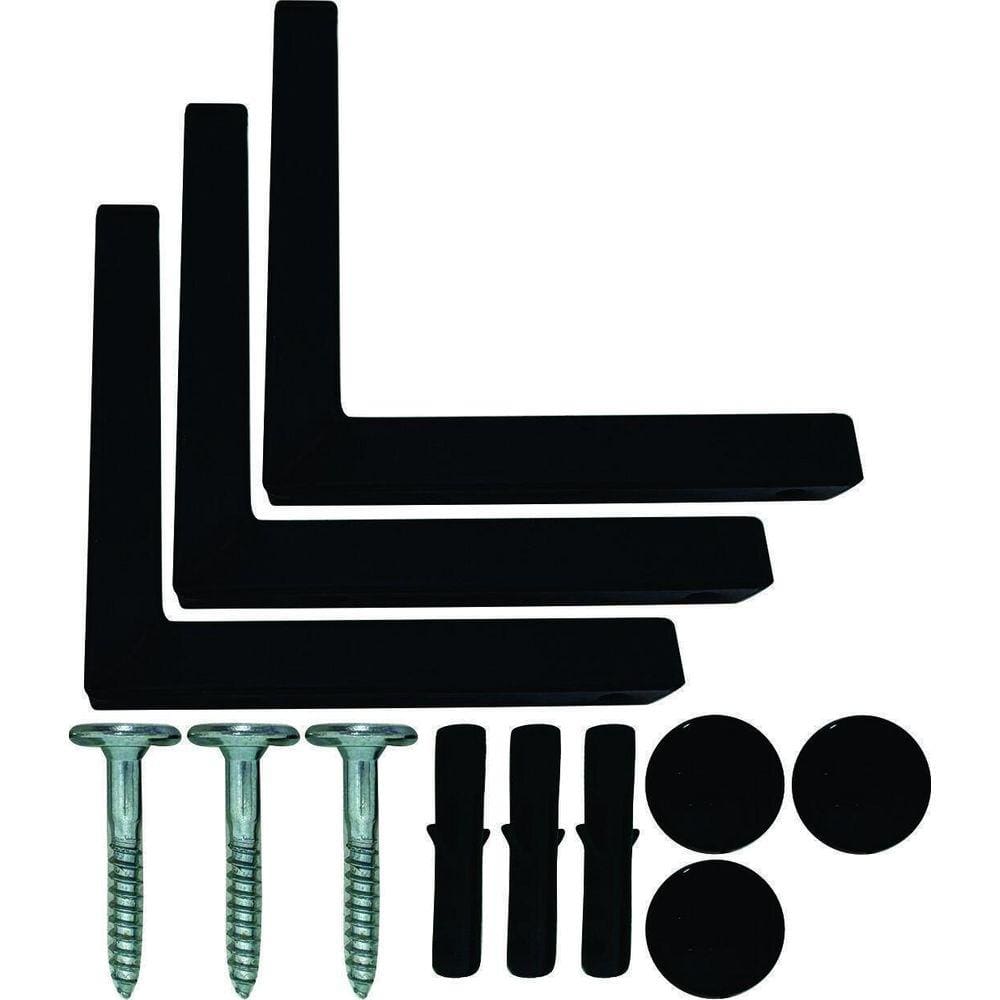 Kit 3 Suportes Mão Francesa Cantoneira Prateira Preto 30Cm