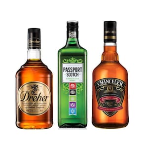 Whisky Passport 1L + Chanceler 1L + Conhaque Dreher 900Ml