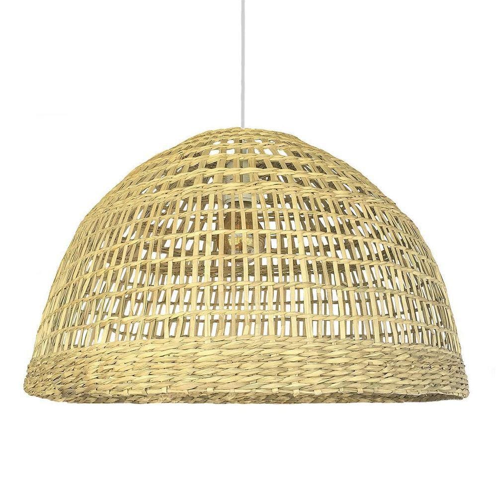 Pendente Em Fibra Natural Junco Artesanal Mesa Boho Nat49