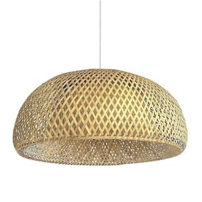 Pendente Em Fibra Natural Bambu Grande 60 Cm Mesa Boho Nat54